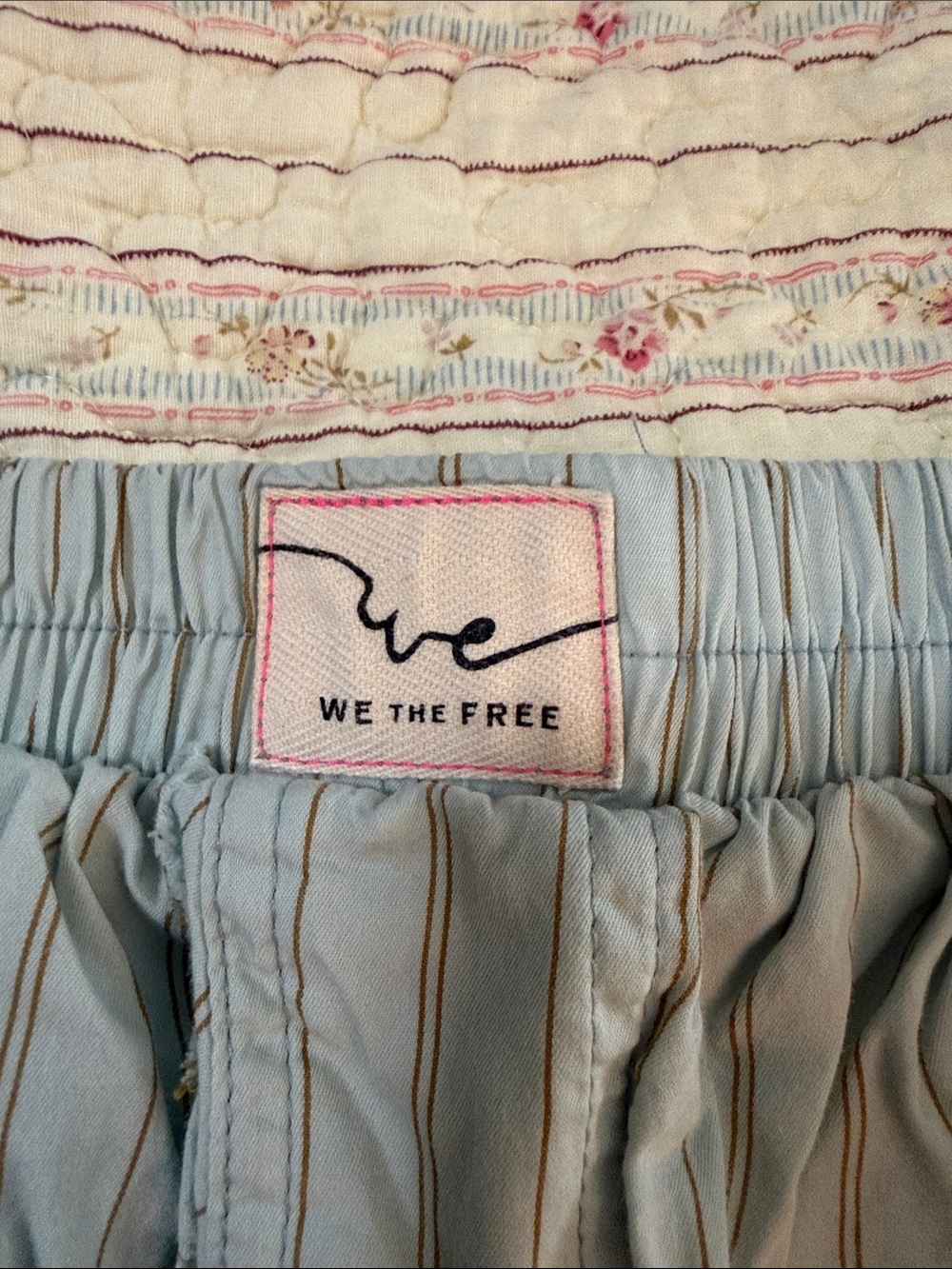 We The Free Light Blue Striped High-Waist Shorts - Picture 2 of 4